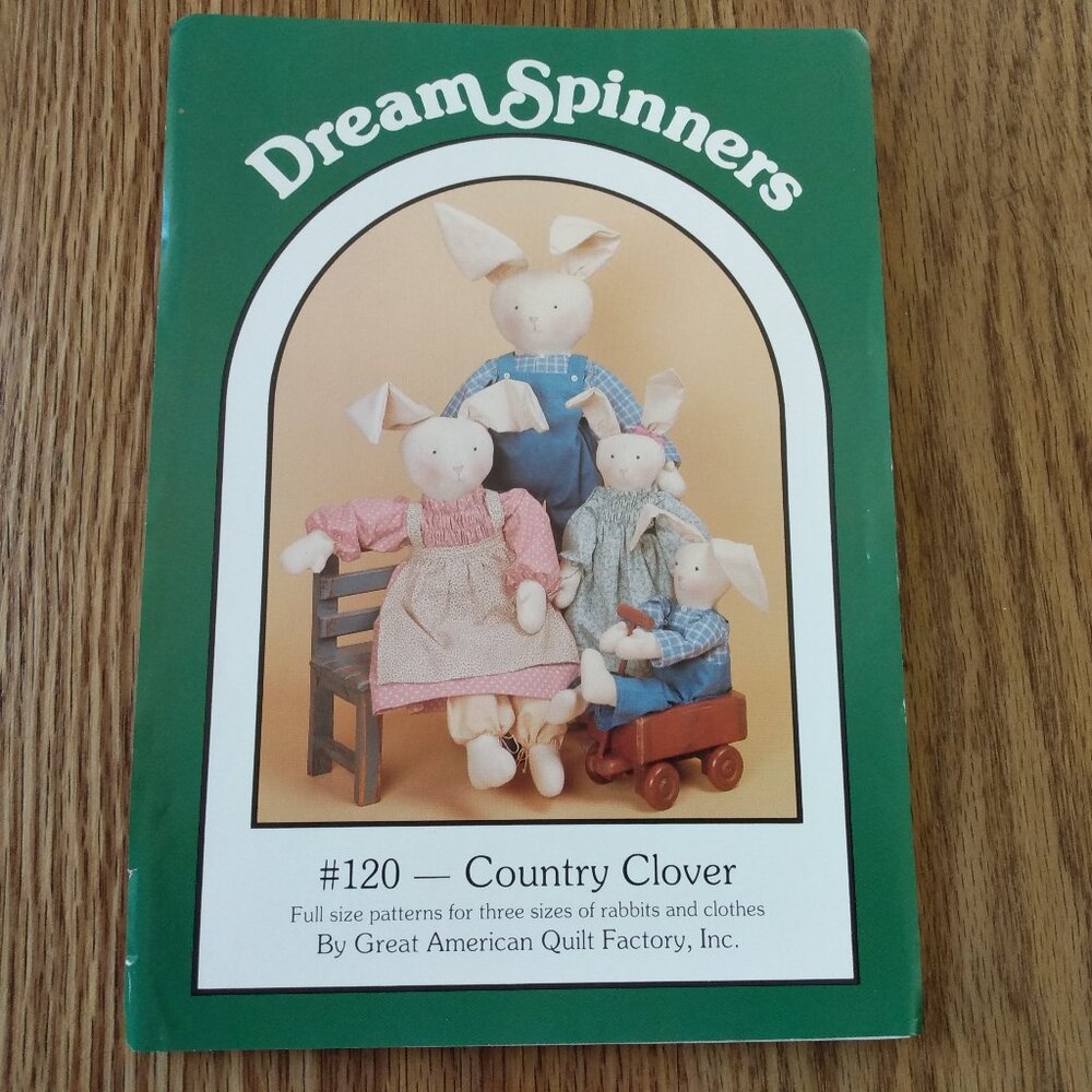 Vintage Bunny Dolls Sewing Pattern Country Clover DreamSpinners Prairie Rabbits
